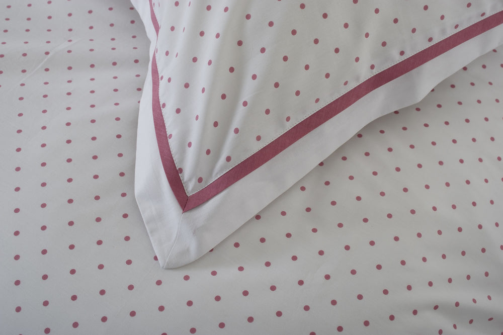Sabine Pink Polka Dot Duvet Set, close up