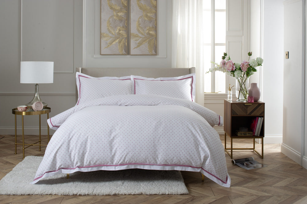 Sabine Pink Polka Dot Duvet Set, front