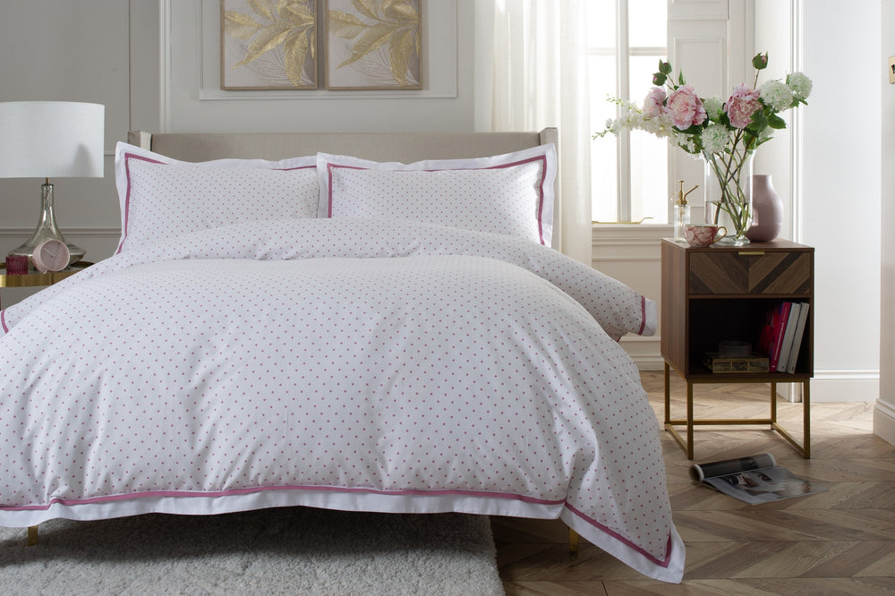 Sabine Pink Polka Dot Duvet Set, half bed